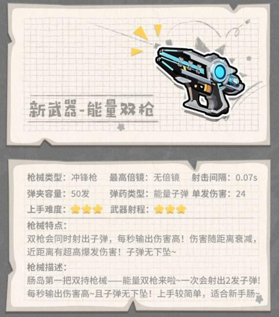 香肠派对新武器能量双枪怎么样 能量双枪属性