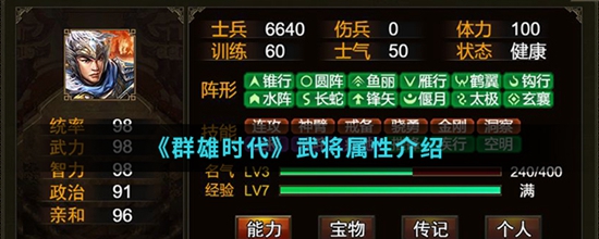 群雄时代武将属性都有什么作用 武将属性介绍
